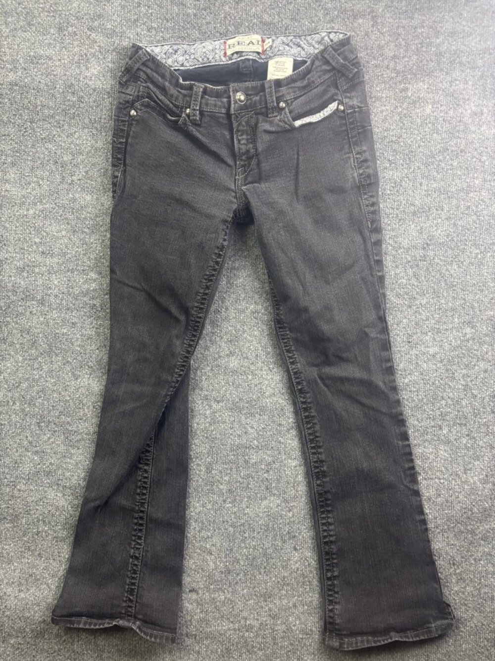 Ariat REAL Bootcut Jeans Womens 31R Gray Charcoal Wash Mid Rise Stretch